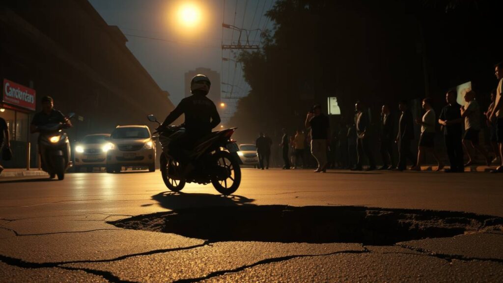 Pengendara Motor Terpental di Jalan Berlubang Poros Alauddin Makassar