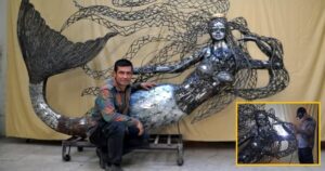 Seniman Turki Ciptakan Patung Putri Duyung 400 Kg dari Besi Bekas untuk Dukung Kampanye Nol Sampah