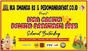 IKA SMANSA 82 dan Pedomanrakyat.co.id Gelar Liga Cacing Domino 2025, Gratis & Berhadiah Jutaan!
